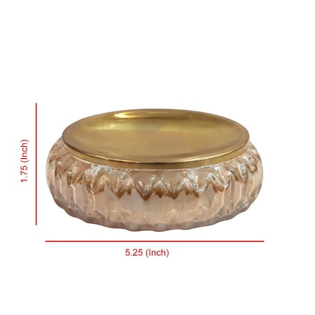 Nu Steel Amber Glass With Gold Colored Steel Soap Dish GLA328C-3